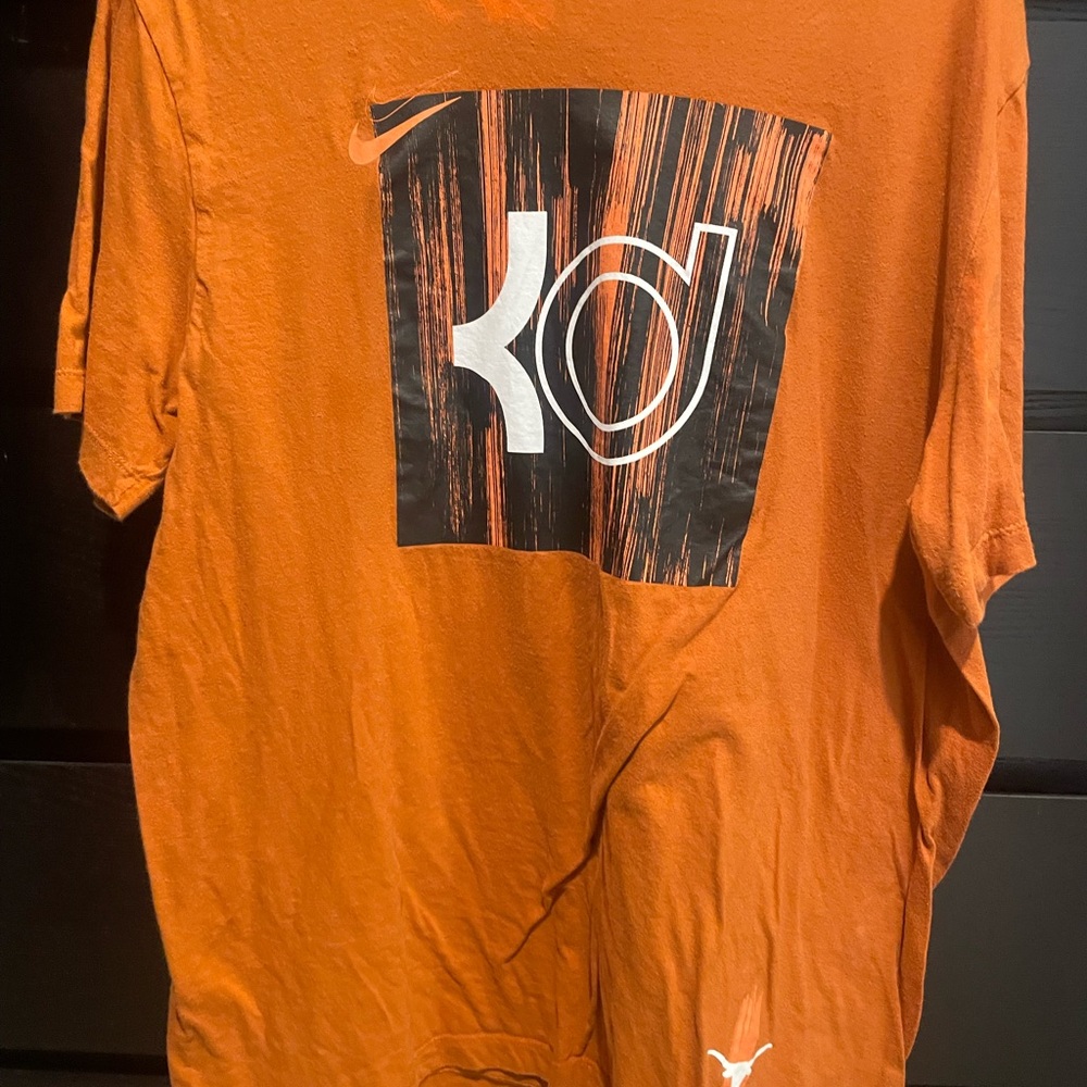 Nike Kevin Durant Texas Orange Short Sleeve Tee with Graphic Design